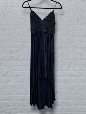NWOT Streetwear Society Crochet Lace High Low Rayon Maxi Dress Black Size M